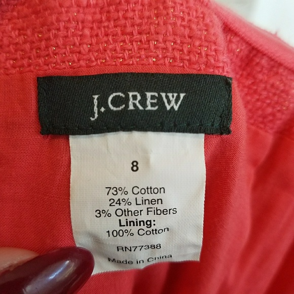 J.Crew Pink Metallic Linen Blend Strapless Dress - Picture 7 of 7